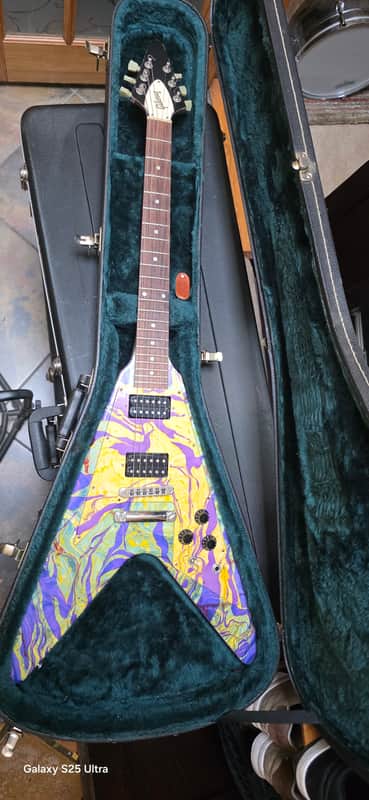 Custom Jimi Hendrix Psychedelic Swirl Flying V 2007 - Purple Haze