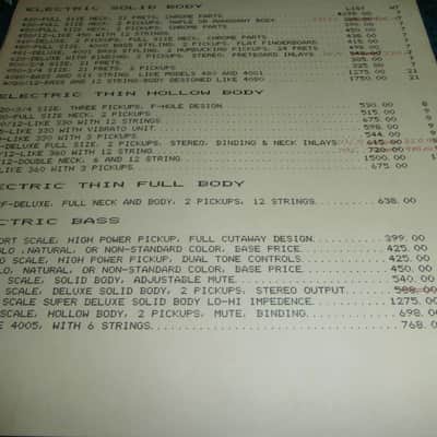 Vintage 1977 Rickenbacker Price List! Bass, Guitar, Cases, Accessories, Amps! image 3