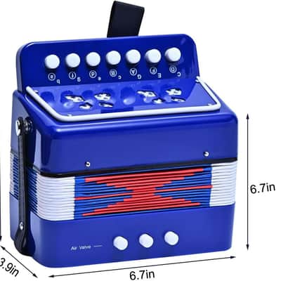 Kids Accordion 10 keys Button Accordian,Musical Toy Instrument,Mini Accordion for Children Beginners (Blue) image 2