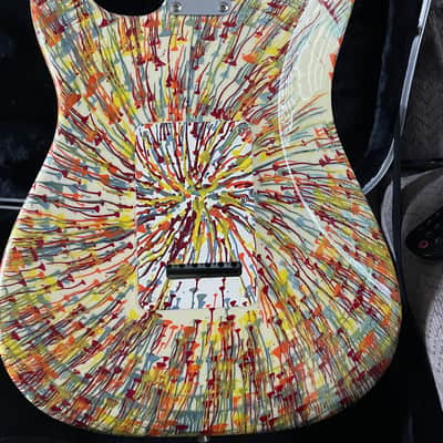 Fender FSR "Splattercaster" Standard Splatter Stratocaster with Rosewood Fretboard 2003 - 2004 - Dakota Red, Graffiti Yellow, Blue Agave, and Orange Drop over Olympic White image 8