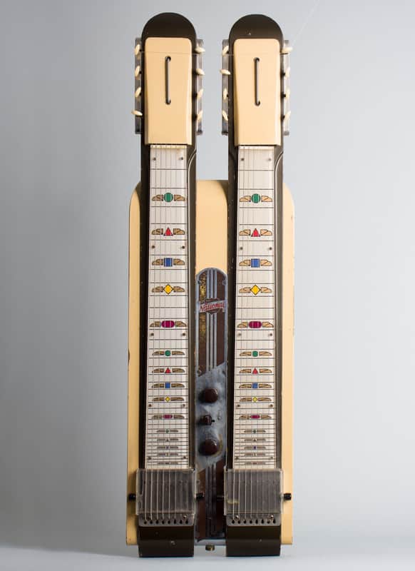 National  Grand Console Model 1050 Double Eight Lap Steel Electric Guitar (1949), ser. #V15591, original brown hard shell case. image 1