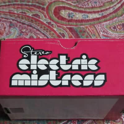 visibly used condition genuine Electro Harmonix EMPTY CARDBOARD BOX +orig Owner's Manual ONLY for EXO Stereo Electric Mistress (NO pedal, NO power supply, NO warranty/registration paperwork) 2010s, OUTER AREAS pink / GRAPHIC black & white, white image 10