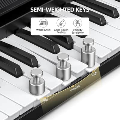 Portable Piano Keyboard for Beginners 88 Keys Folding Digital Piano with Sustain Pedal Foldable Electric Piano Keyboard with Semi Weighted Wood Grain Key Suitable for Midi Bluetooth image 3