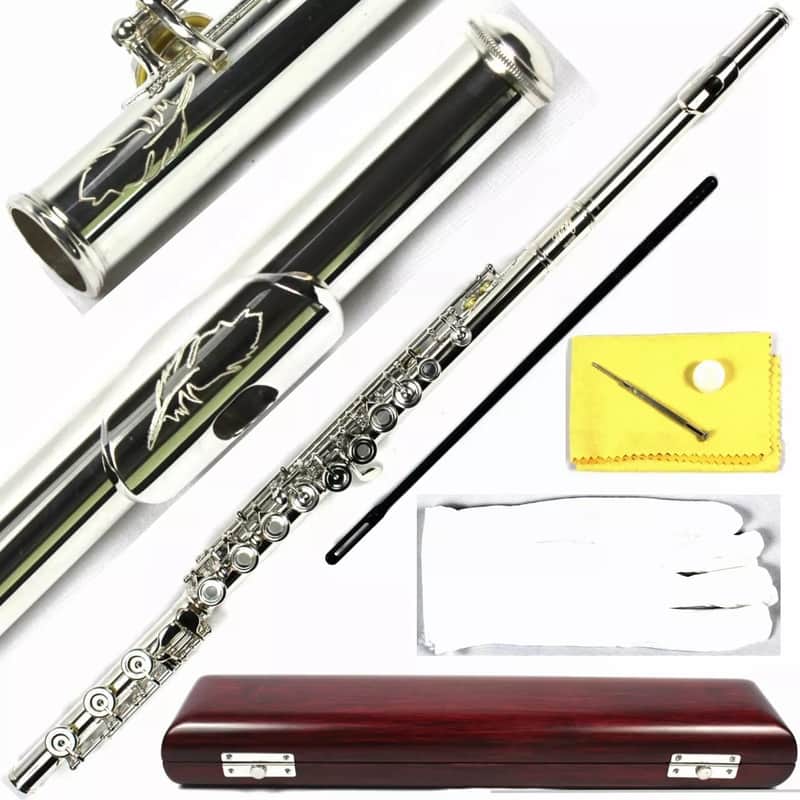 Solid Silver Head Joint Open Hole Flute with Italian Pisoni Pads – 17 Keys, Key of C, B Foot Joint image 1