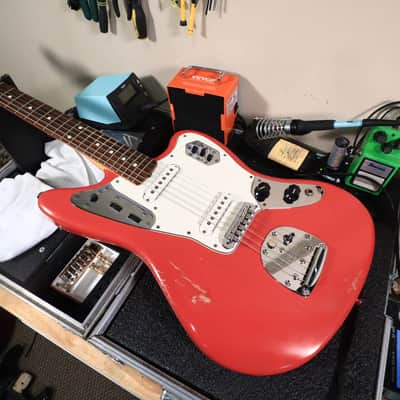 2014 Classic 60s Jaguar Fiesta Red Rosewood Electric Guitar image 16