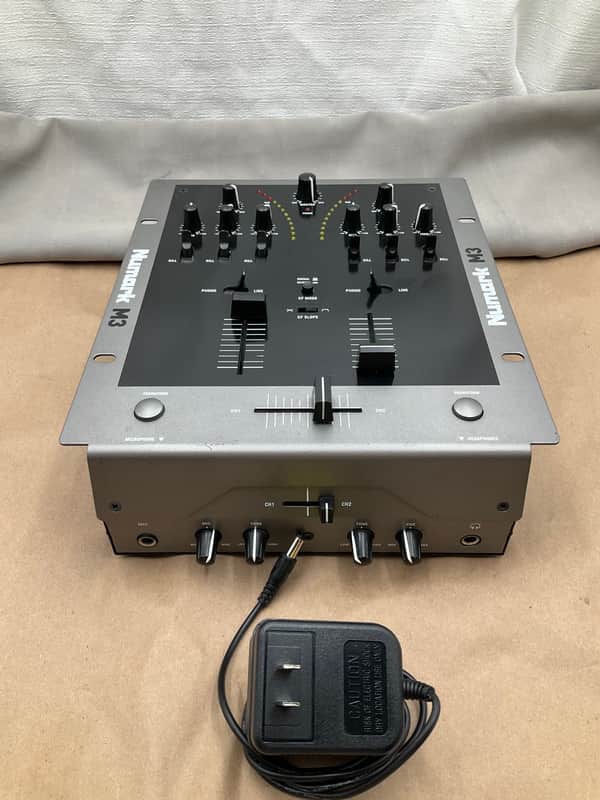 Numark M3 DJ Mixer 2010s - Silver + Black + AC Power Supply Working