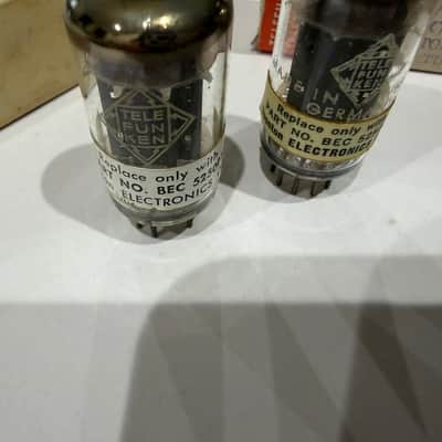 Rare White Tip NOS Pair of The Highest Medical Grade Telefunken 12ax7/ecc83 1952 made for Boonton image 3