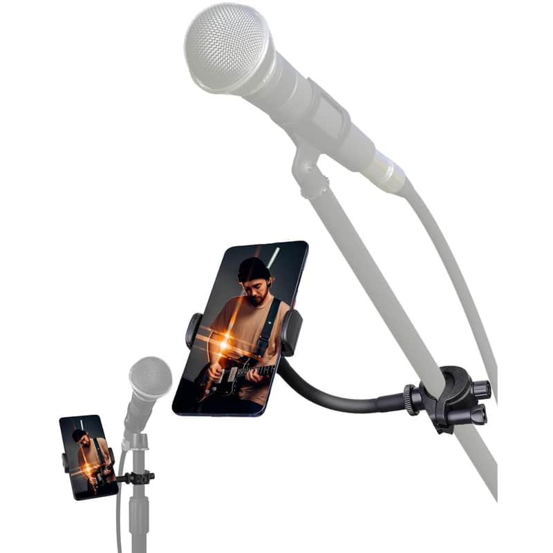Mic Stand Phone Holder, Flexible Phone Holder For Microphone Stand, Iphone Music Stand Holder Mount, Mic Stand Cell Phone Clip For Iphone 15 14 13 12 Pro Max Samsung Galaxy Pixel (Standard, 6?) image 1