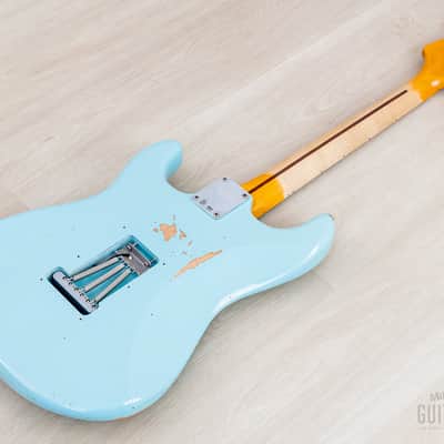 2023 Fender Custom Shop Limited Edition 1957 Stratocaster Relic Faded Daphne Blue w/ Case, COA, Tags image 14