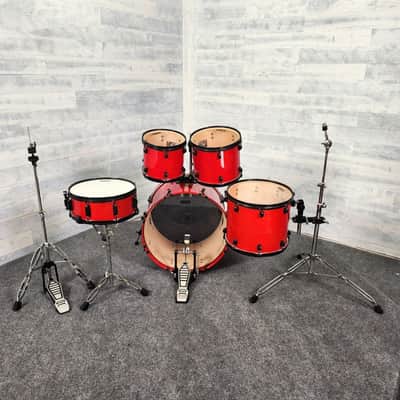 Used Peace 5pc Drum Set w/Hardware Red Lacquer w/Black Hw - Good image 3