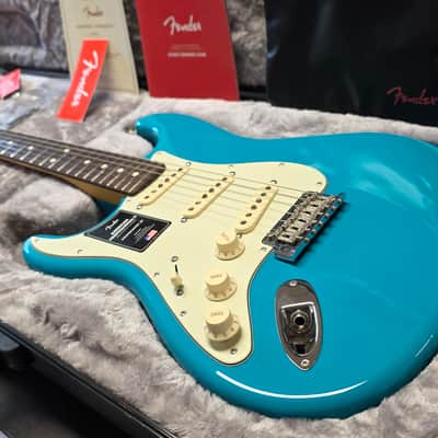 Fender American Professional II Stratocaster LEFT HAND BRAND NEW 75TH ANNIVERSARY 2021 Model Miami Blue Rosewood USA LH Lefty Handed Electric Guitar image 3