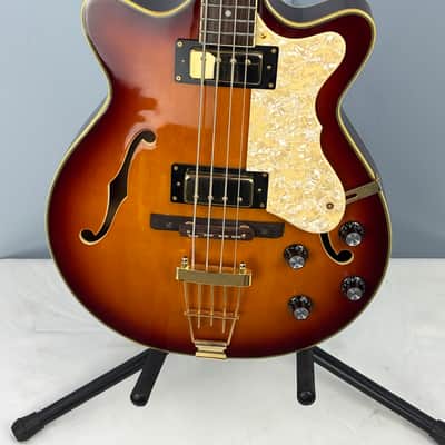 Jay Turser Hollow Body Electric Bass Guitar w/ Hardshell Case – Tobacco Sunburst image 2