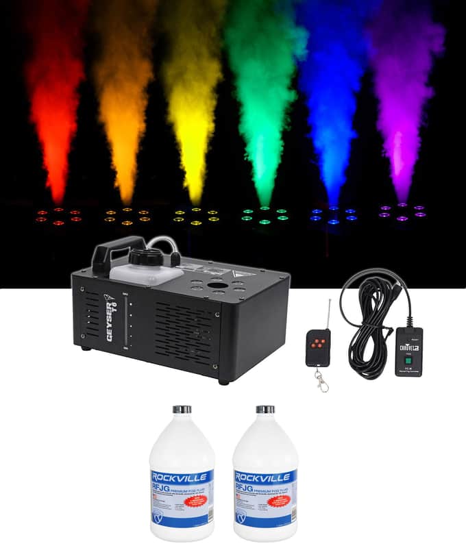 Chauvet DJ Geyser T6 Fog Machine Fogger, RGB Pyrotechnic Light FX+Remote+Fluid image 1