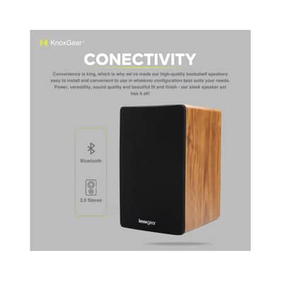 Knox Gear LP1 Powered Bookshelf Bluetooth Speakers (Wood Finish) image 3