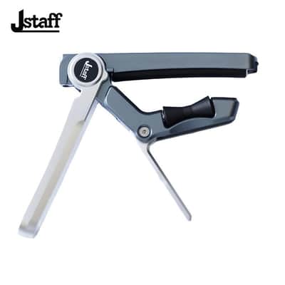 JStaff S1 Gliding Capo - Aluminum & Silicone Roller Capo for Acoustic & Classical Guitars Silver