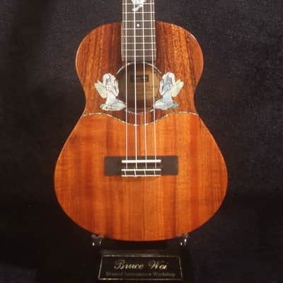Handmade Tenor Ukulele, Solid Hawaiian Koa, Angel, Dove Inlay, Soft-bag, Bruce Wei UG17-3066 image 5