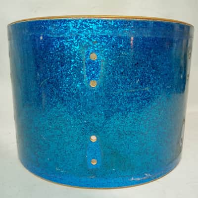 Gretsch 9x13"Blue Sparkle Tom Drum Shell Round Badge Vintage 60s 6Ply Jasper USA image 3
