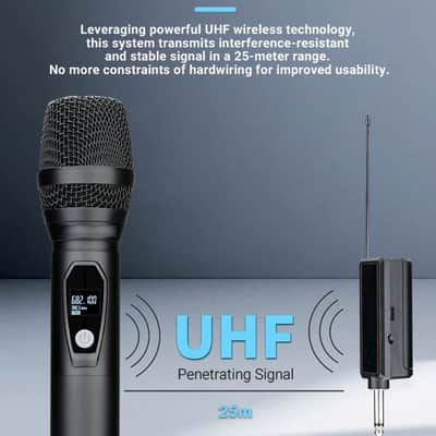 Wireless Microphones, Rechargeable Less Latency Karaoke Microphone, UHF Dual Wireless Handheld Mic, Plug & Play, PA System for Speaker, Church, Singing, Wedding, DJ, Party, Speech image 2