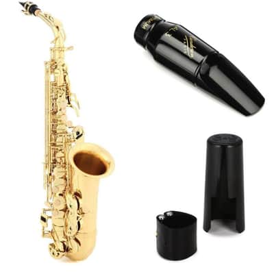 Tromana AS300 Student Alto Saxophone with Vandoren SM711 Optimum Series Mouthpiece  Ligature  and Cap - Clear Lacquer image 1