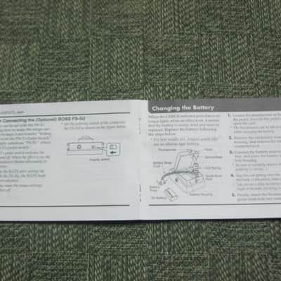 used (less than lite average wear) genuine Boss Owner's Manual for PH-3 Phase Shifter (NO: pedal / other items) 2000s (copyright year 2002) white matte paper / black print & graphic [5 inches across (unopened), 3 & 1/2 inches high] 32 pages cover to cover image 17