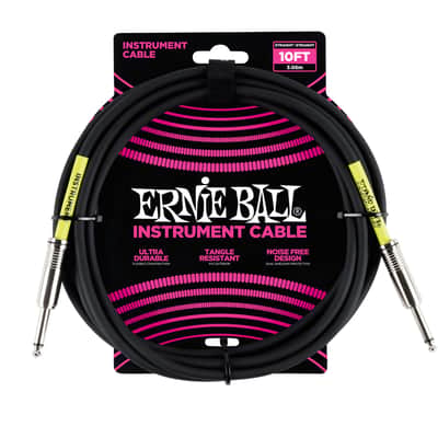 Ernie Ball 10ft Classic Black Instrument/Guitar Cable, Straight/Straight - 6048 image 2