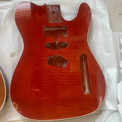DIY Project Mahogany Telecaster Tele Style Guitar Body, Tiger Maple Veneer Top image 1