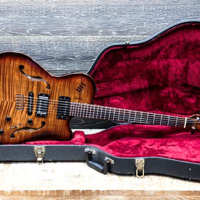 Godin Flat Five 'X' Lightburst High-Gloss Semi-Hollow Electric Guitar w/Case image 11