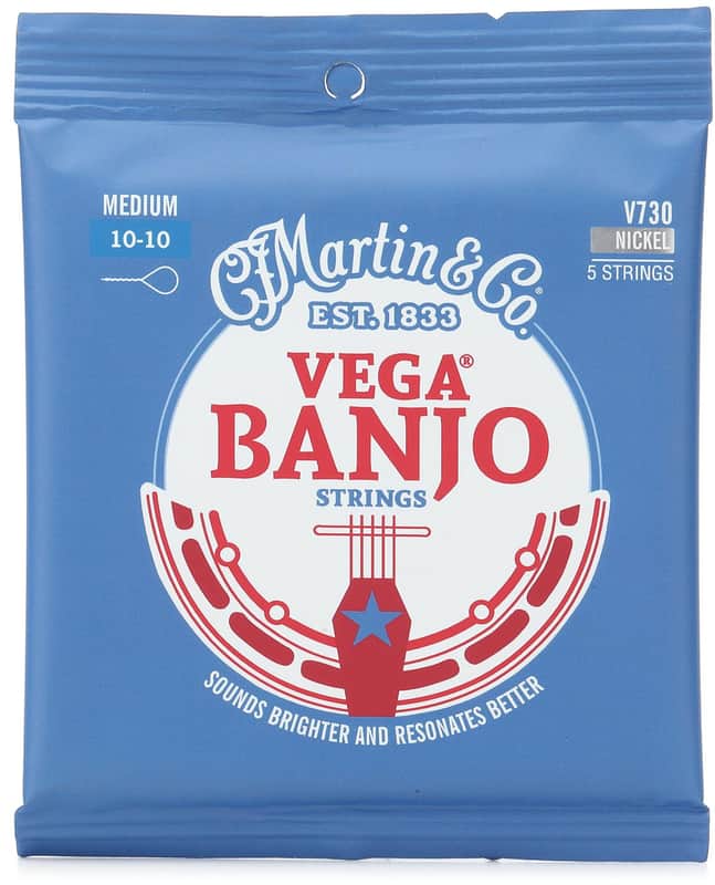 Martin V730 Vega Steel/Nickel Banjo Strings - .010-.023 Medium 5-string (3-pack) Bundle image 1