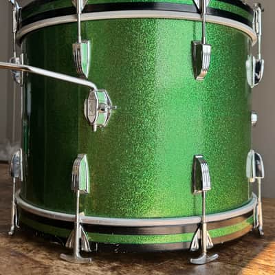 Exc 60’s Green Sparkle Ludwig No. 920 Classic 14x20" Bass Drum with Keystone Badge image 7