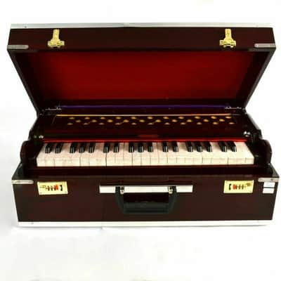 Handmade Harmonium With Padded Bag Original Bina Brand Professional 9 Stopper Portable - Natural image 4