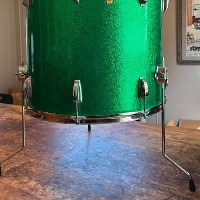 Exc Vintage Mid 60s Ludwig 20” Floor Tom in Green Sparkle image 2
