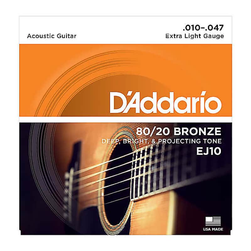 D’Addario EJ10 Extra Light 80/20 Bronze Acoustic Guitar Strings 10-47 image 1