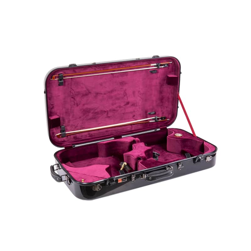 Crossrock 4/4 Violin Hard Case, 15-16.5 inches Viola Fiberglass Hardshell, Black Double Case image 1