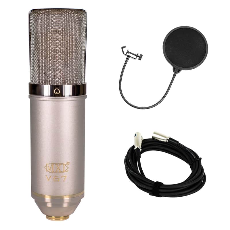 MXL V67G HE Condenser Microphone Bundle with 20-foot XLR Cable & Pop Filter image 1