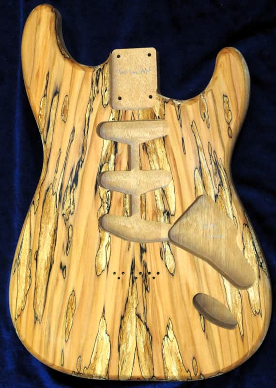 Spalted Maple Top / Mahogany Strat body Standard Hardtail 4lbs 6oz #3699  **IMPORTS INCLUDED image 1