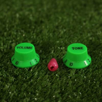 Replacement Knobs For Ibanez Guitars - Green + Pink Tip image 1