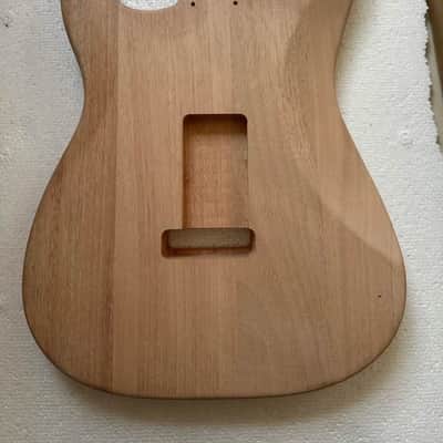 Mahogany Strat Style Guitar Body, HSH Route, Unfinished with Black Edge image 3