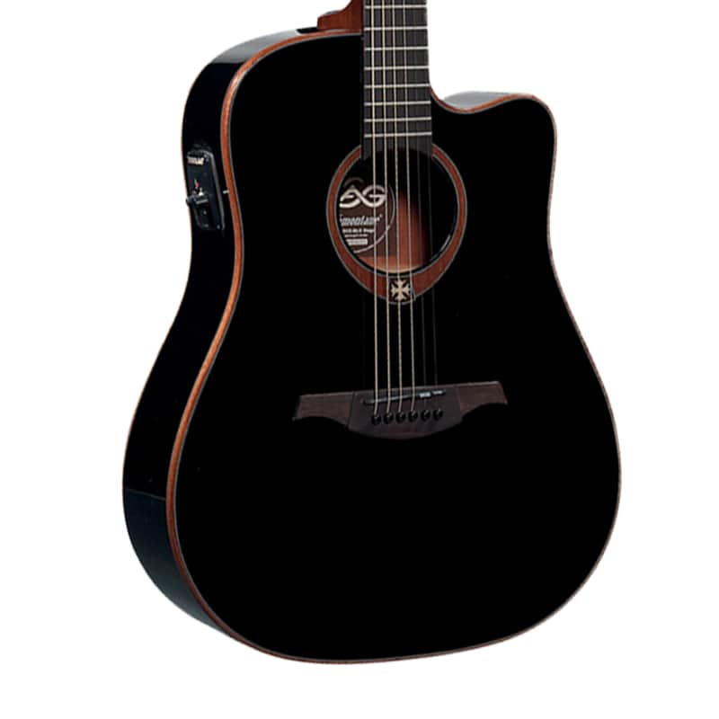 Lag T100DCE-BLK Dreadnought with Electronics Black | Reverb