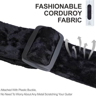 Guitar Strap 2 inch Velvet Guitar Straps with Full Grain Leather End, for Bass Electric and Acoustic Guitars, Free Strap Button, 2 Strap Locks and 4 Guitar Picks image 4
