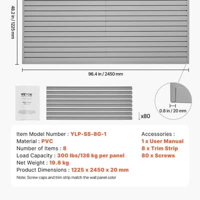8x4 ft Modular Slat Wall Panel – 32ft² Grey PVC Storage System for Music Studios, Rehearsal Rooms & Gear Organization image 4