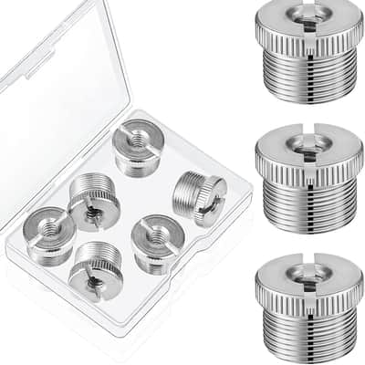 6 Pieces Mic Stand Adapter 5/8 Inch Male to 1/4 Inch Female Mic Screw Thread Adapter for Tripod Microphone Stands Mount to Camera Tripod, Silver image 1