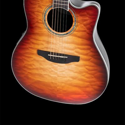 Ovation CS24X-7C Celebrity Series Traditional Plus Mid-Depth Acoustic-Electric Guitar Cognac Burst image 5