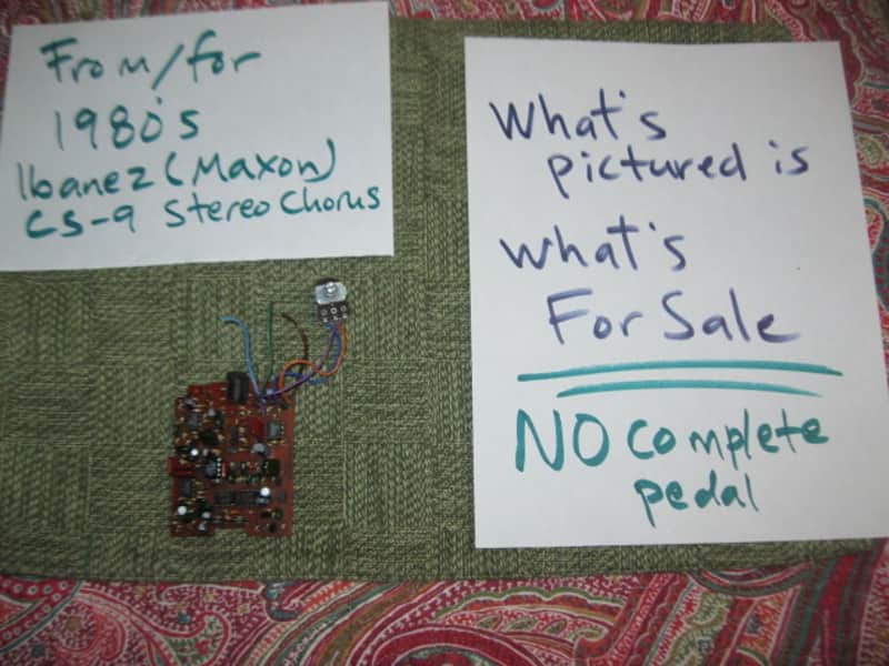 FOR PARTS/FOR REPAIR Ibanez Maxon CS9 from 1982 CIRCUIT BOARD with Mounted Parts, Width Potentiometer +Wires, 2 Other Wires, Power Jack (NO: Switch, OUT Jacks, IN Jack, LED, Other Wires, Battery Clip, External Parts) what's pictured is what's for sale image 1
