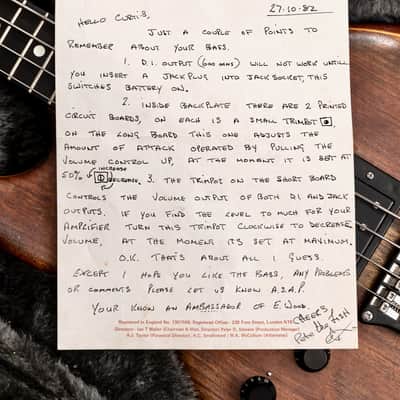 1982 Electric Wood Limited Wal Mk1 Pro Left-Handed Vintage Bass w/ Case, Paperwork image 18