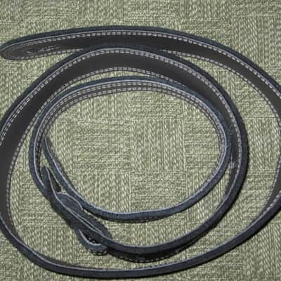 new old stock (no tags) near A+ Perri’s Leathers Ltd BM2DS Guitar Strap, 2" Reversible Black / Gray Italian Premium Leather Guitar Strap, with white double stitching, entire strap is leather padded, Adjustable Length from 42" to 56" image 4