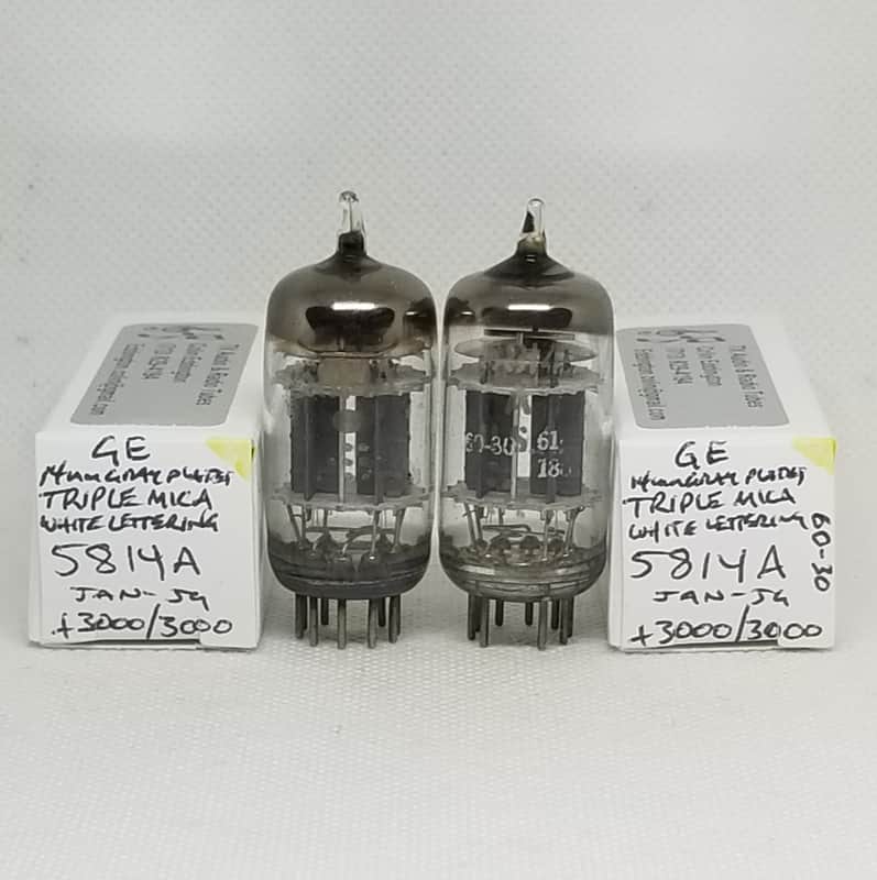 GE JAN 5814A Triple Mica Gray Plate, Perfectly Matched Pair NOS 12AU7 ECC82 5814 image 1