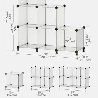 6-Cube Music Studio Storage Organizer Modular White Cubby Shelf for Audio Gear Vinyl & Accessories image 3