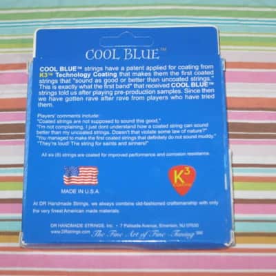 ONE SET new in packaging (old stock) DR CBE-9 (9-42) COOL BLUE electric guitar strings (9, 11, 16, 24,32, 42) "The High Performance Coating" Blue coated electric guitar strings on a hexagonal core + 2 extra gauge 9 strings (1 Elixir & 1 D'Addario) image 14