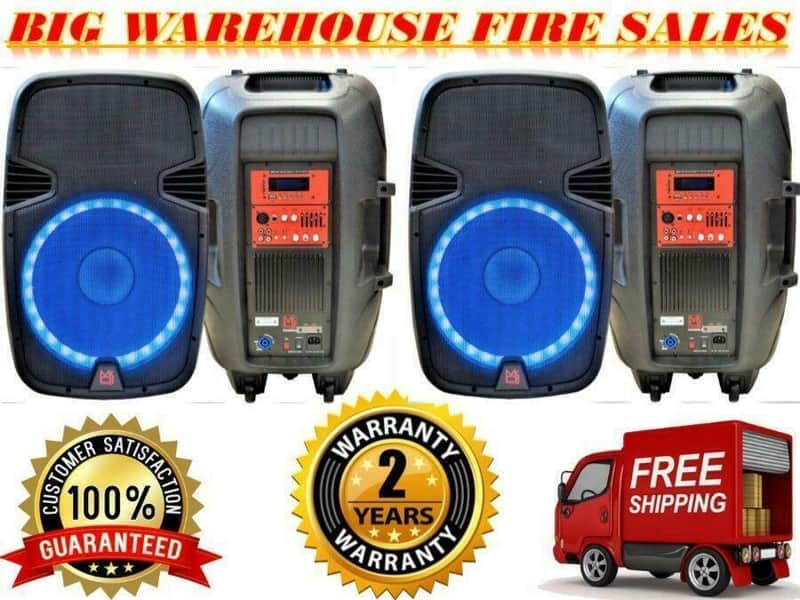 2 Mr. Dj PBX2690LB 15" 3500W PA DJ Active Amplifier Bluetooth Speaker PAIR image 1