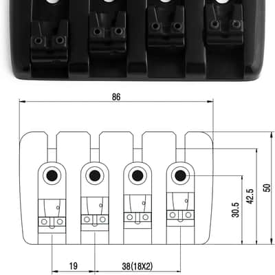 4 String Bass Bridge Top Load Tailpiece with Zinc Saddles for Electric Bass P Bass Black High Mass. image 2
